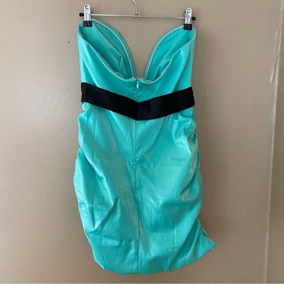 NWT Superdown Lexi Sweetheart Mini Dress Teal bow ribbon party Revolve XS - Picture 7 of 9